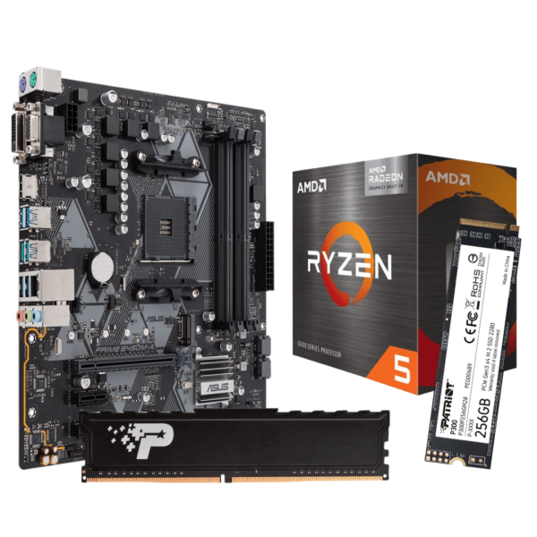 Procesador AMD Ryzen 5 5600G + Mobo B450MA II + 256GB M.2 NVMe + 8GB RAM 3200MHz