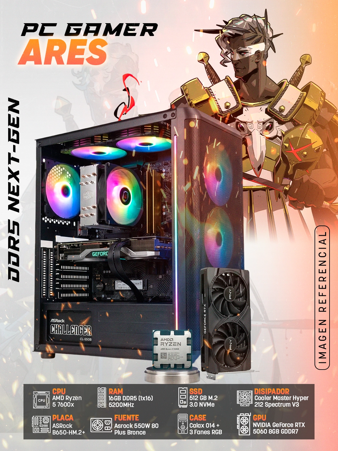 PC Gamer Ares (R5 7600X + RTX 5060 8GB)