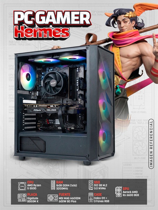 PC Gamer Hermes (R5 5500 + AMD Rx 6600 8GB)